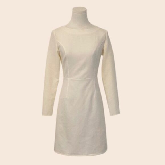 Anthropologie dra Light Cream/ White Long Sleeve Cutout Mini Dress Size Small - Picture 1 of 14